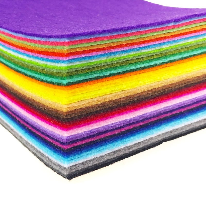 flic-flac 48PCS 8 x 8 inches (20 x 20cm) Assorted Color Felt Fabric Sheets Patchwork Sewing DIY Craft 1mm Thick â€¦ (20cm * 20cm, 48pcs) - Image 2